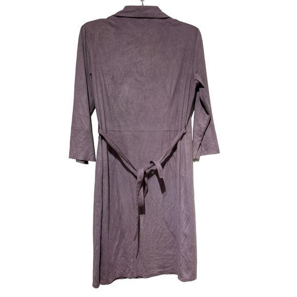 J Jill Suede V Neck Wrap Dress Sz 8 Dusky Purple Lavender - Picture 2 of 9